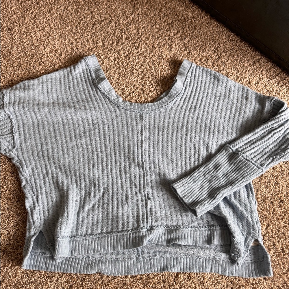 Free People, off the shoulder crew neck. Size M. Blue
